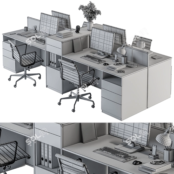 Modern Office Furniture Set 3D model image 4