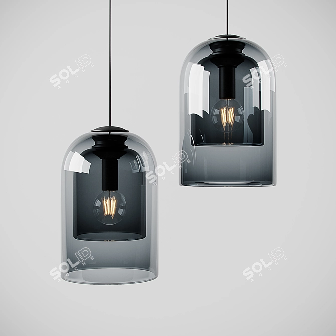 Aria Double Glass Pendant Lamp 3D model image 1