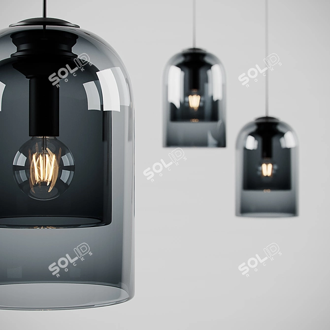 Aria Double Glass Pendant Lamp 3D model image 2