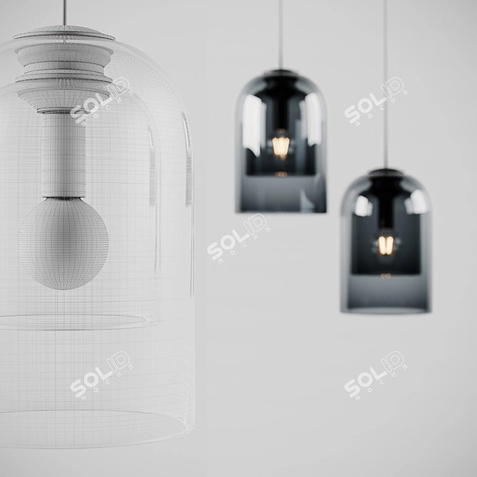 Aria Double Glass Pendant Lamp 3D model image 3