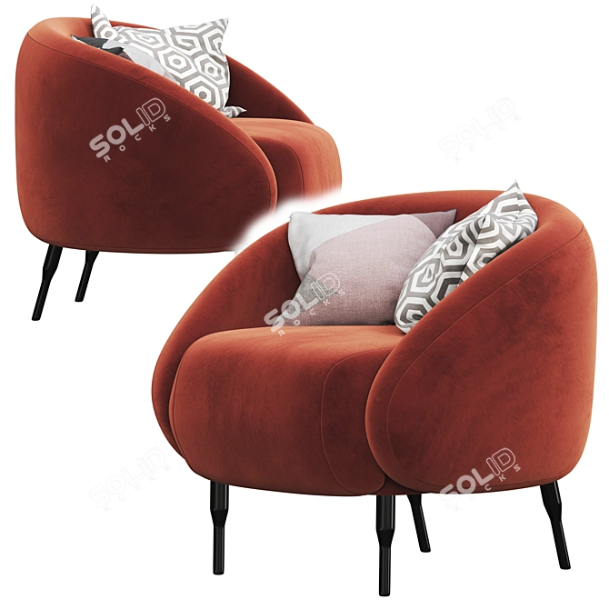Sleek Black Armchair: Bump Your Comfort! 3D model image 3
