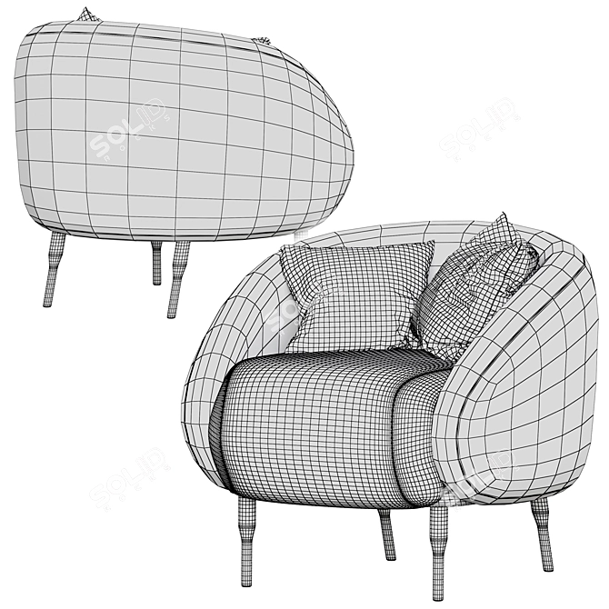 Sleek Black Armchair: Bump Your Comfort! 3D model image 5