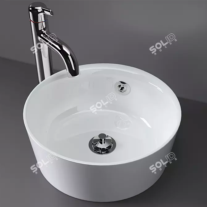 Modern White Countertop Sink 3D model image 1