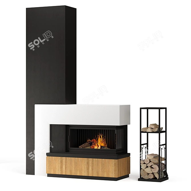 Elegant Fireplace with Stylish Set 3D model image 1