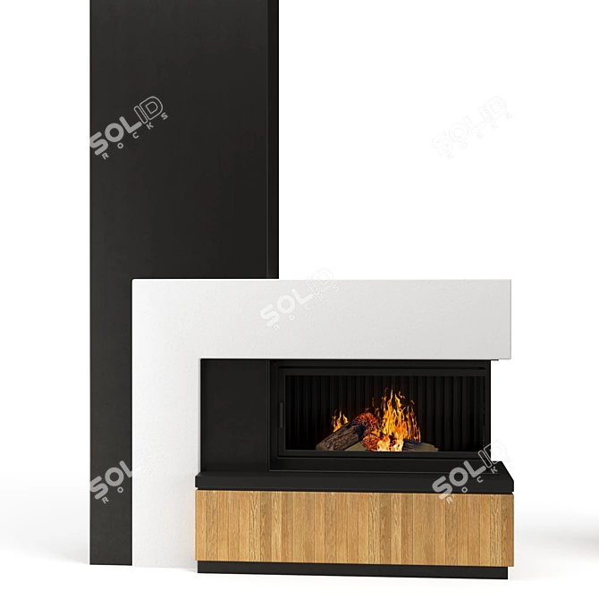 Elegant Fireplace with Stylish Set 3D model image 3