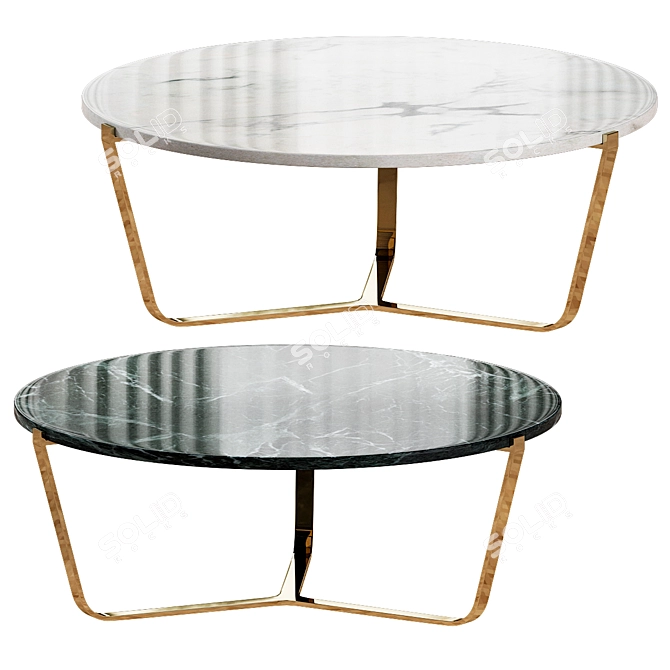 Sleek Green Marble Coffee Table 3D model image 1