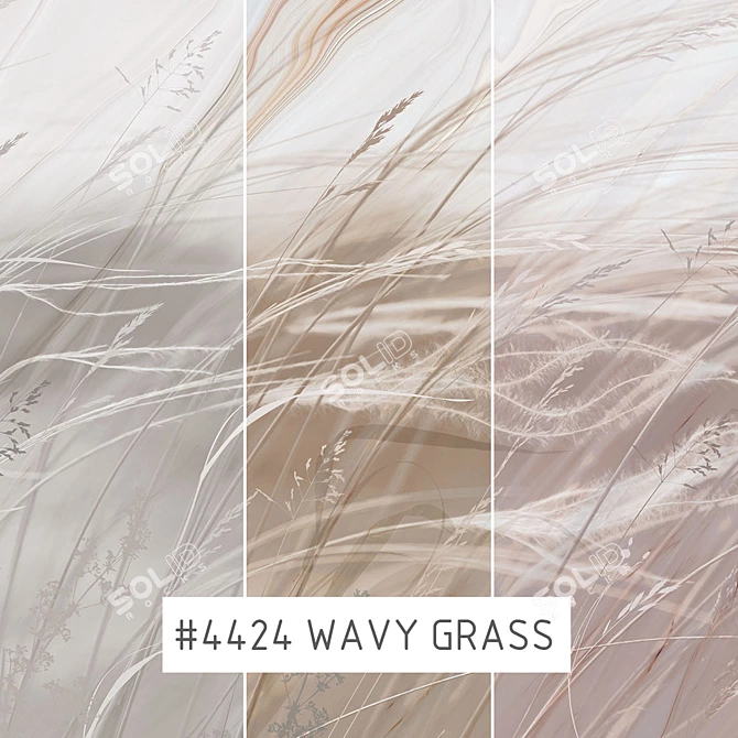 Wave Grass: Eco-Friendly Embossed Wallpaper 3D model image 1