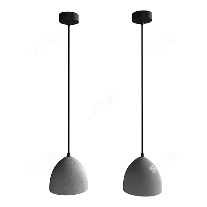 Sleek Concrete Dome Light 3D model image 2