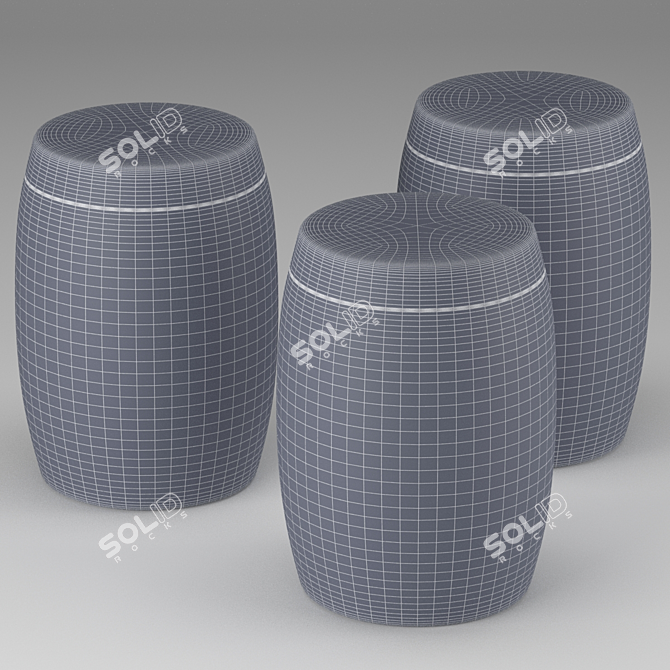 Authentic African Timber Stools 3D model image 4