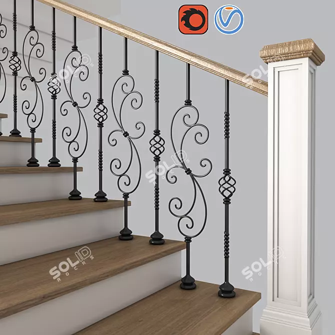Modern Steel Staircase Design 3D model image 2