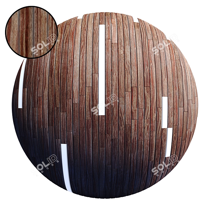 Striped Wood + Light Panels: 4K PBR Textures 3D model image 1