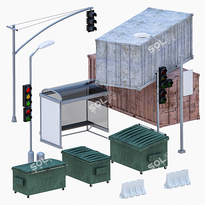 Urban Elements Bundle 3D model image 7
