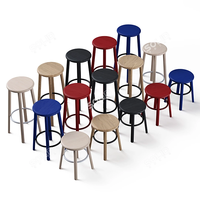 Redefining Simplicity: Mattiazzi's Solo Stools 3D model image 2