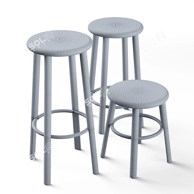 Redefining Simplicity: Mattiazzi's Solo Stools 3D model image 5