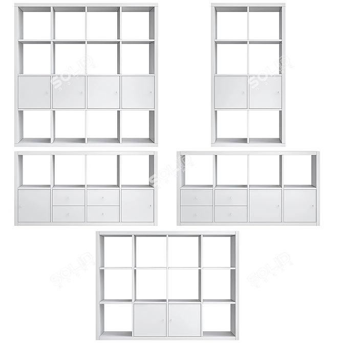 Ikea Kallax Set: Versatile White Shelving Solution 3D model image 1