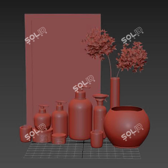 Modern Bathroom Accessories Set 3D model image 4