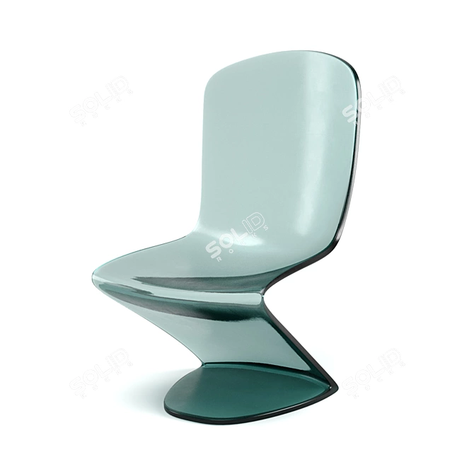 Sleek Lucite Zig-Zag Chair 3D model image 1