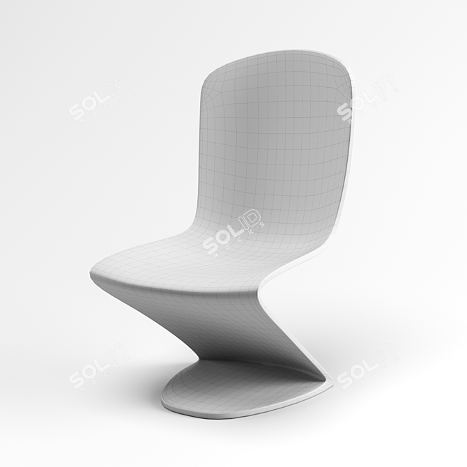 Sleek Lucite Zig-Zag Chair 3D model image 2