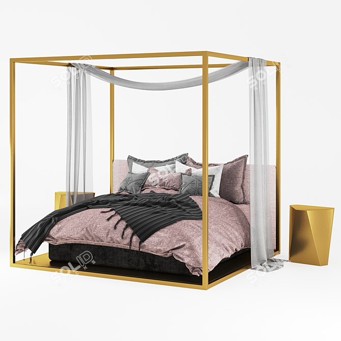 Elegant Canopy Bed 3D model image 1
