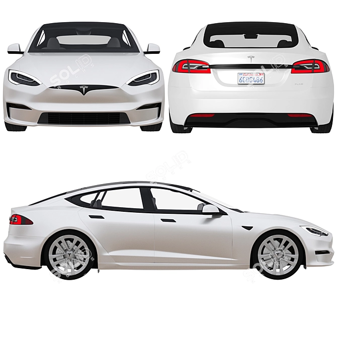 Tesla Model S 2021: Revamped Design, Enhanced Performance 3D model image 11