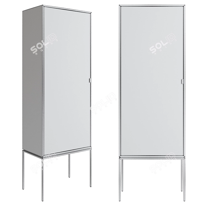 Modern Leather-Metal 1-Door Cupboard 3D model image 2