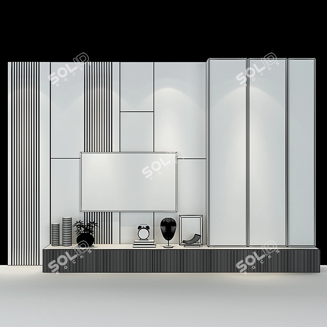 Modern TV Wall Set 0176 3D model image 2