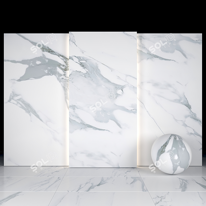 Elegant Borghini White Marble Tiles 3D model image 1