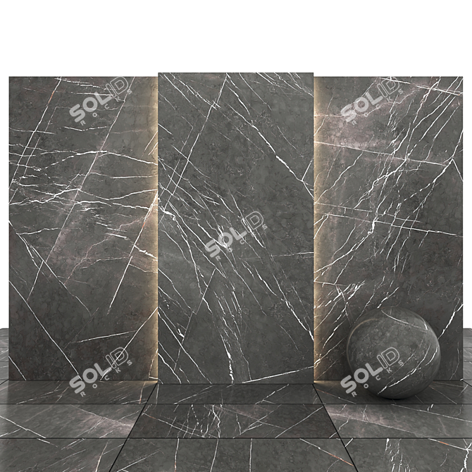 Gray Marble Textured Tiles 3D model image 1