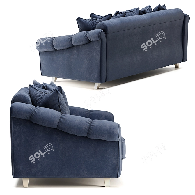 Elegant Shebi Blue Velvet Sofa 3D model image 2