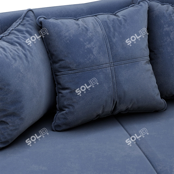 Elegant Shebi Blue Velvet Sofa 3D model image 3