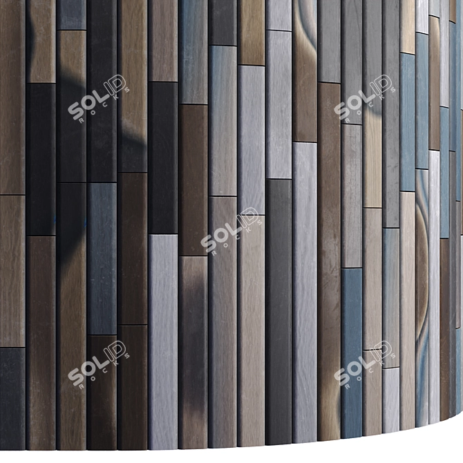 Striped Wood + Light Panels: High Quality Textures & 3D Files 3D model image 4