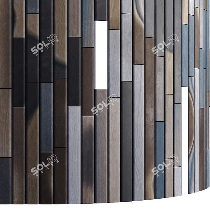 Striped Wood + Light Panels: High Quality Textures & 3D Files 3D model image 5