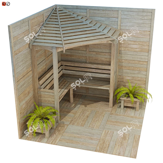 Outdoor Oasis Pergola [+ Bench] 3D model image 2