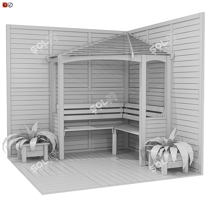 Outdoor Oasis Pergola [+ Bench] 3D model image 3