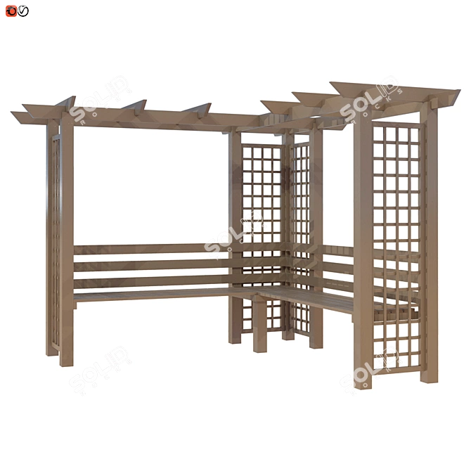 Garden Sanctuary: Pergola Bench 3D model image 1