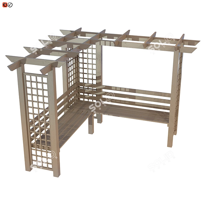 Garden Sanctuary: Pergola Bench 3D model image 2