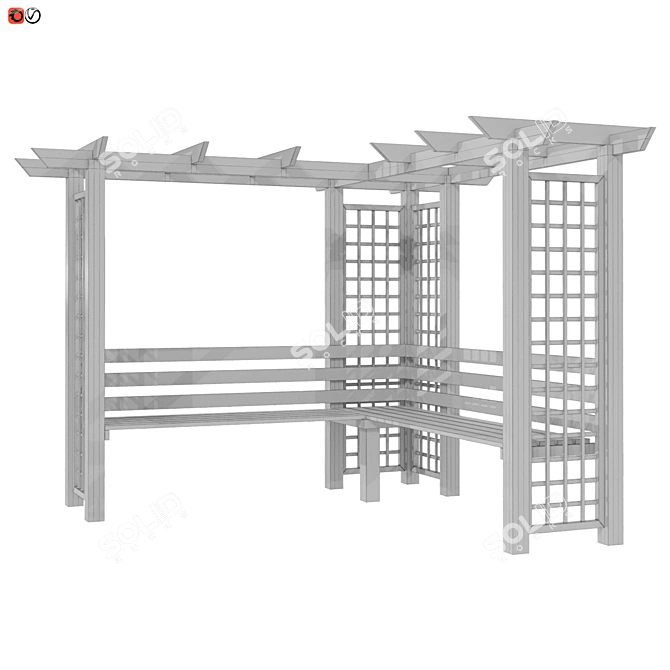 Garden Sanctuary: Pergola Bench 3D model image 3