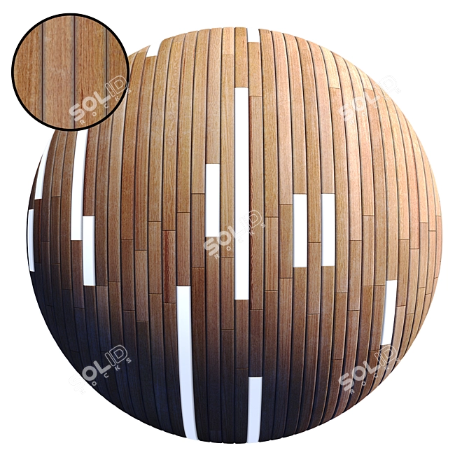 Striped Wood + Light Panels 4K 3D model image 1