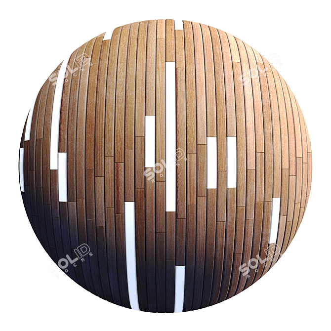 Striped Wood + Light Panels 4K 3D model image 3