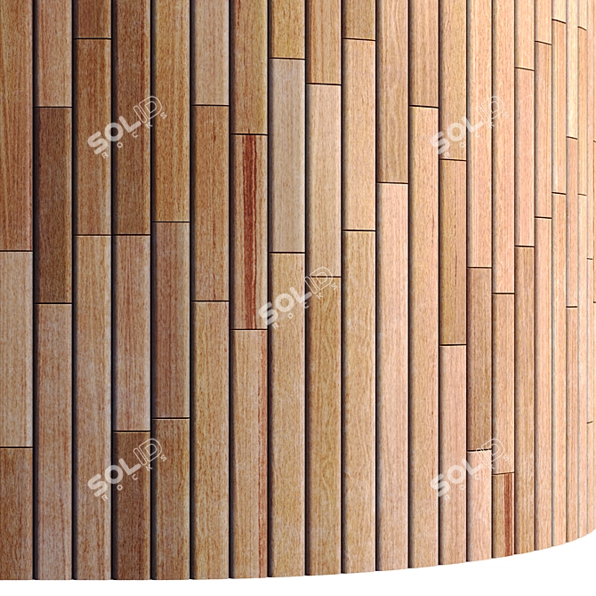 Striped Wood + Light Panels 4K 3D model image 4