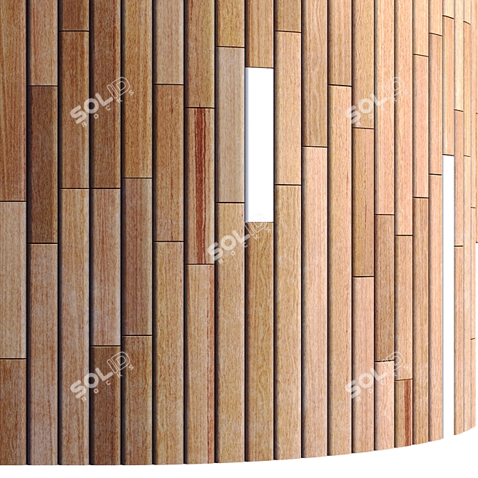 Striped Wood + Light Panels 4K 3D model image 5