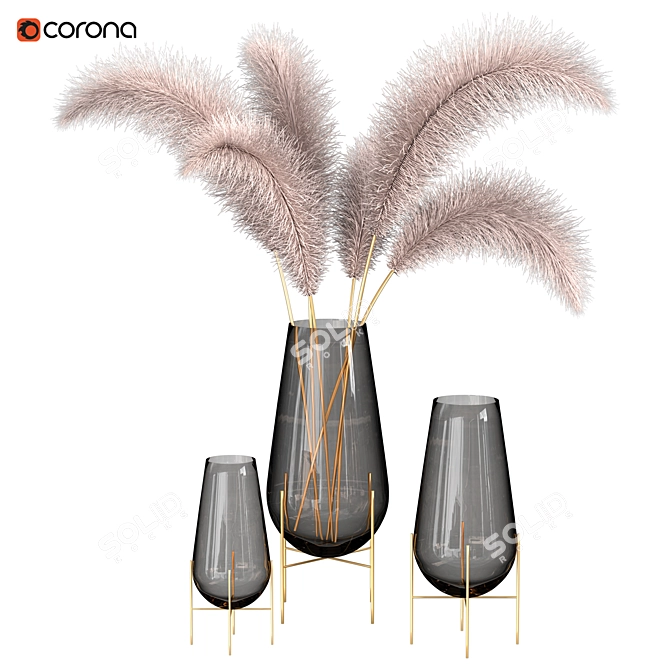 Elegant Feathers Stand Set 3D model image 1