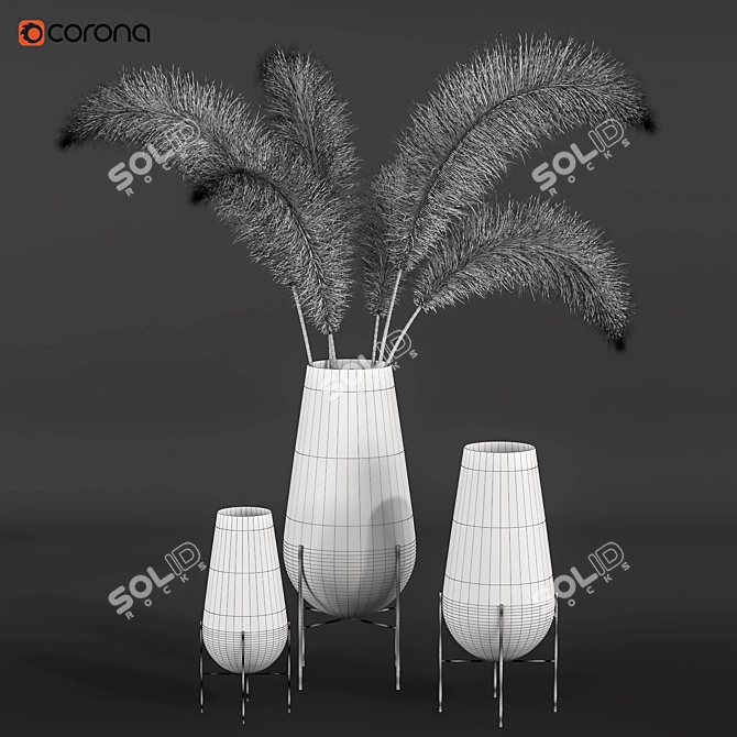 Elegant Feathers Stand Set 3D model image 5