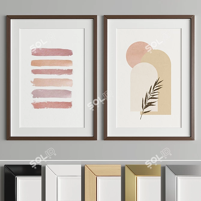 Sleek Art Frame A81 | 50x70 cm | Wood & Metal 3D model image 3