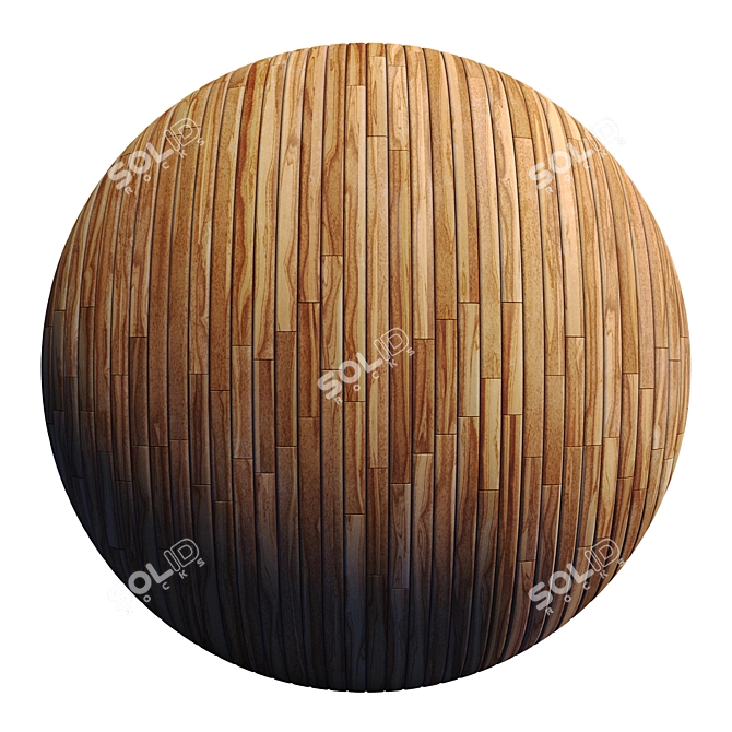 Striped Wood Light Panels - PBR 4K 3D model image 2