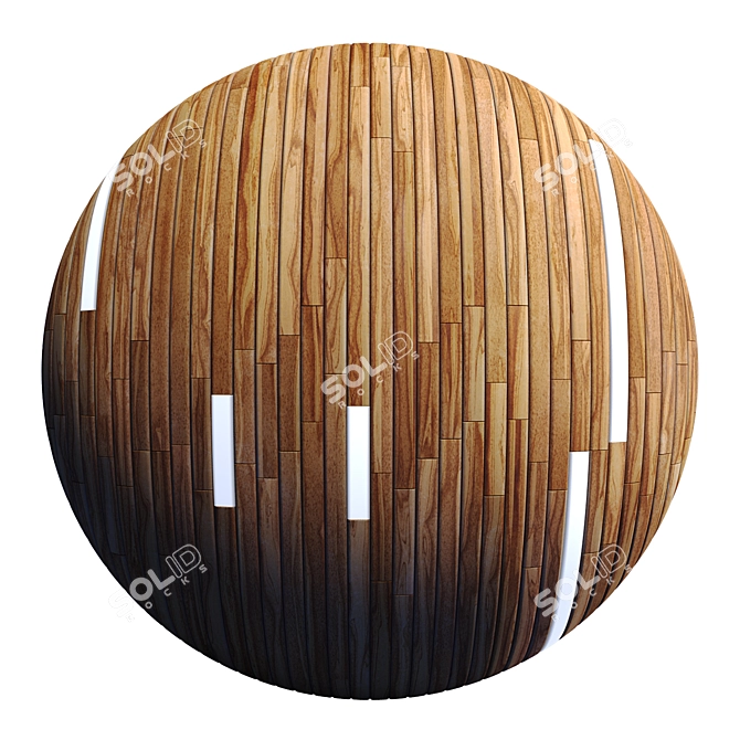 Striped Wood Light Panels - PBR 4K 3D model image 3