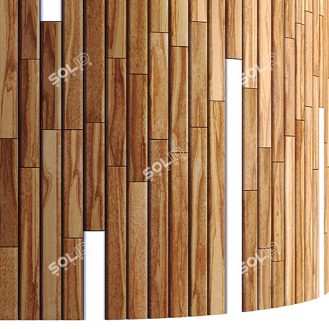 Striped Wood Light Panels - PBR 4K 3D model image 5