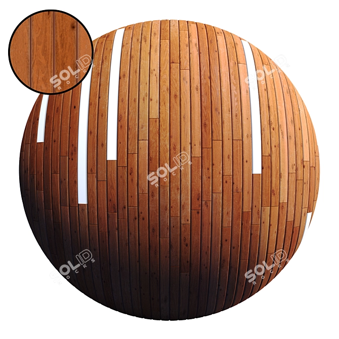 Striped Wood + Light Panels: PBR 4K & 2 Mats 3D model image 1