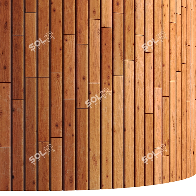 Striped Wood + Light Panels: PBR 4K & 2 Mats 3D model image 4