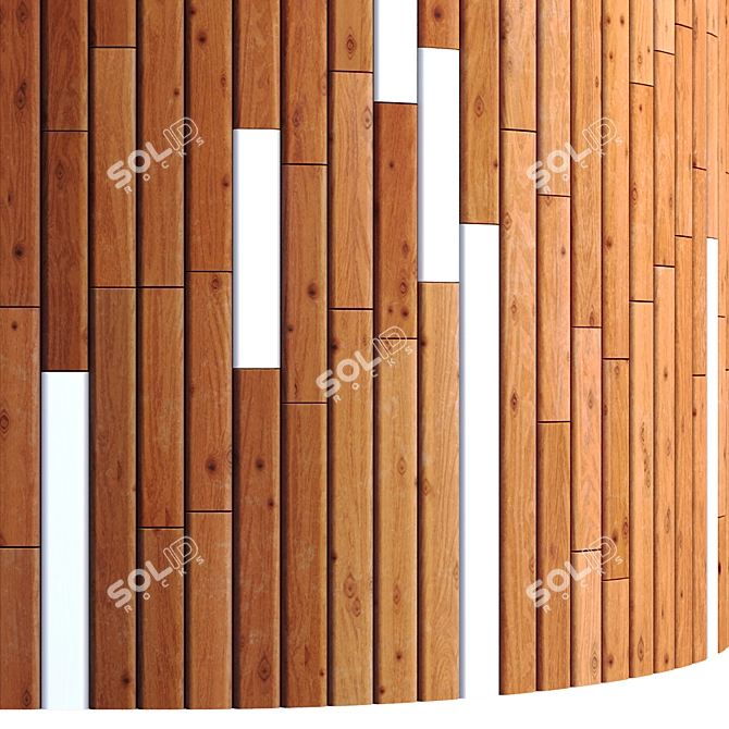 Striped Wood + Light Panels: PBR 4K & 2 Mats 3D model image 5